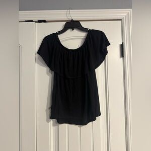NYTT BLACK LAYERED OFF THE SHOULDER BLOUSE SIZE 2